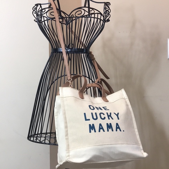 LC Lauren Conrad Shoulder & Crossbody “One Lucky Mama.” Canvas Bag - Picture 2 of 12